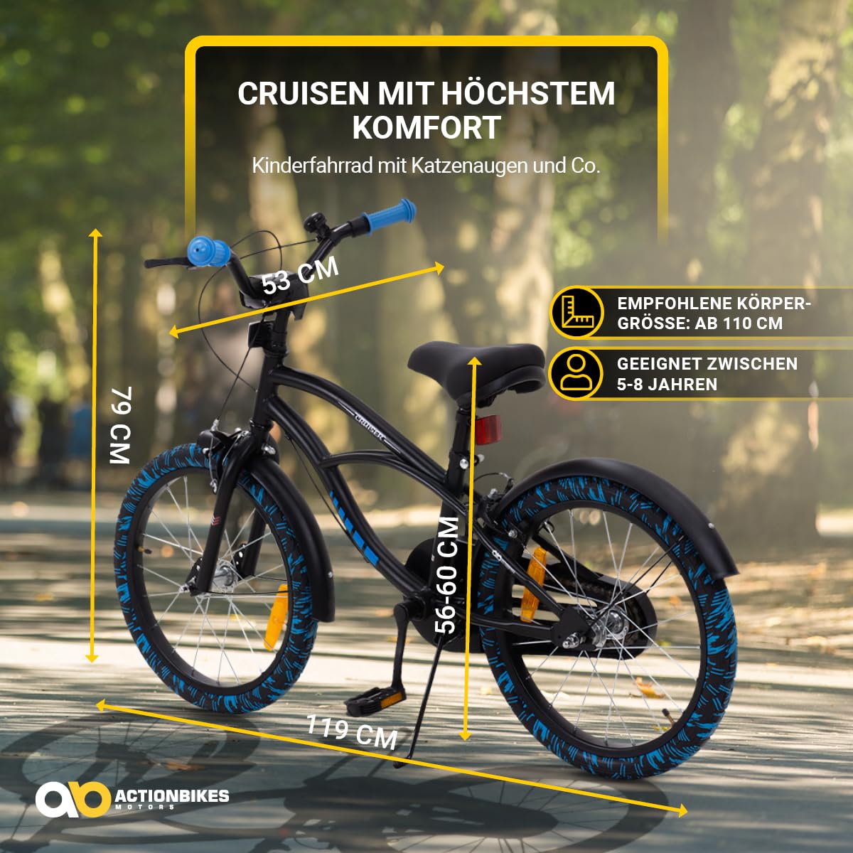 actionbikes-cruiser-kinderfahrrad-18-zoll-schwarz-blau image 4