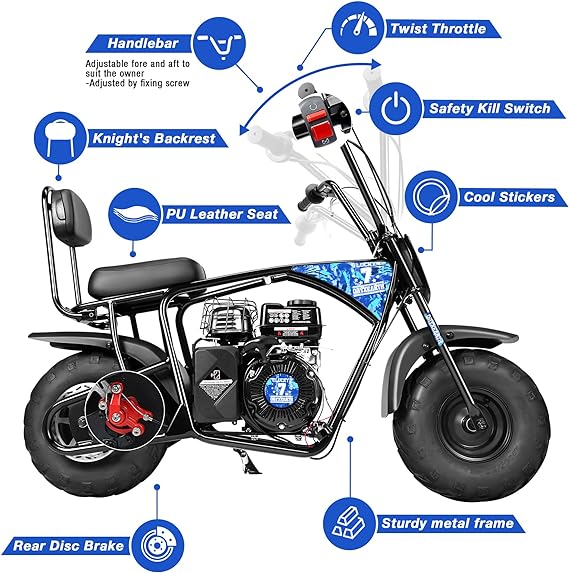 oryxearth-99cc-gas-mini-dirt-bike-24-mph-blau-lucky-7-max image 5