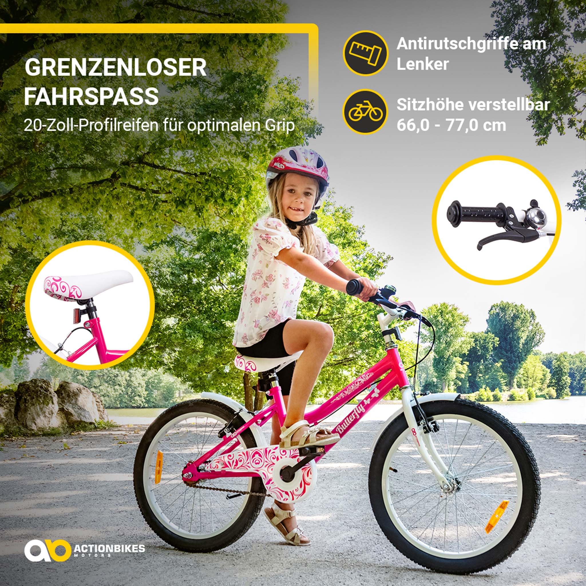 actionbikes-butterfly-kinderfahrrad-20-zoll-wei-pink-6-9-jahre image 3