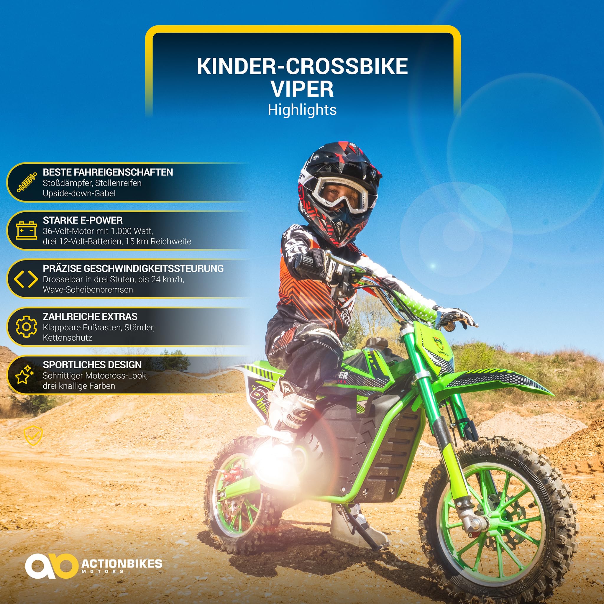 actionbikes-motors-viper-kinder-crossbike-elektro-1000w-schwarz image 2