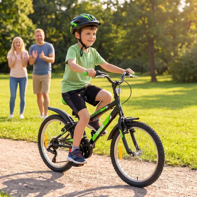 actionbikes-arrow-kinderfahrrad-20-zoll-schwarz-gr-n-6-gang image 1