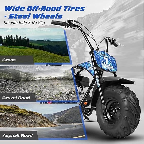 oryxearth-99cc-gas-mini-dirt-bike-24-mph-blau-lucky-7-max image 7
