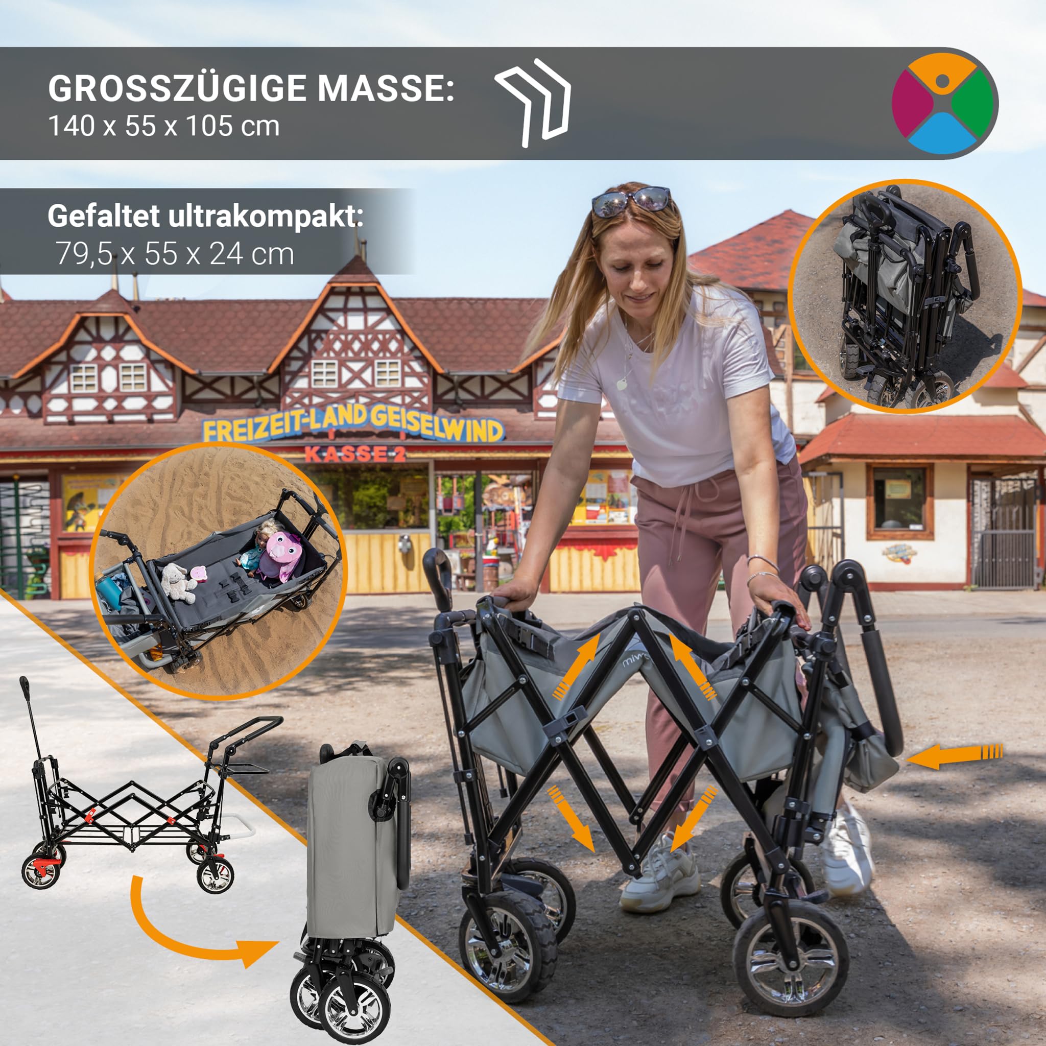 miweba-mb-20-bollerwagen-faltbar-grau-mit-sonnendach image 6