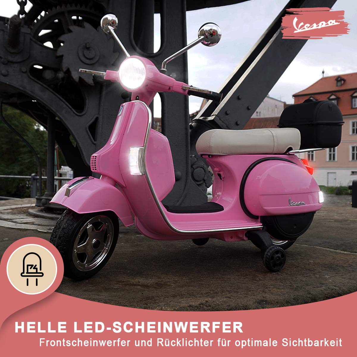 actionbikes-motors-vespa-elektroroller-pink-12v-mit-st-tzr-dern image 5