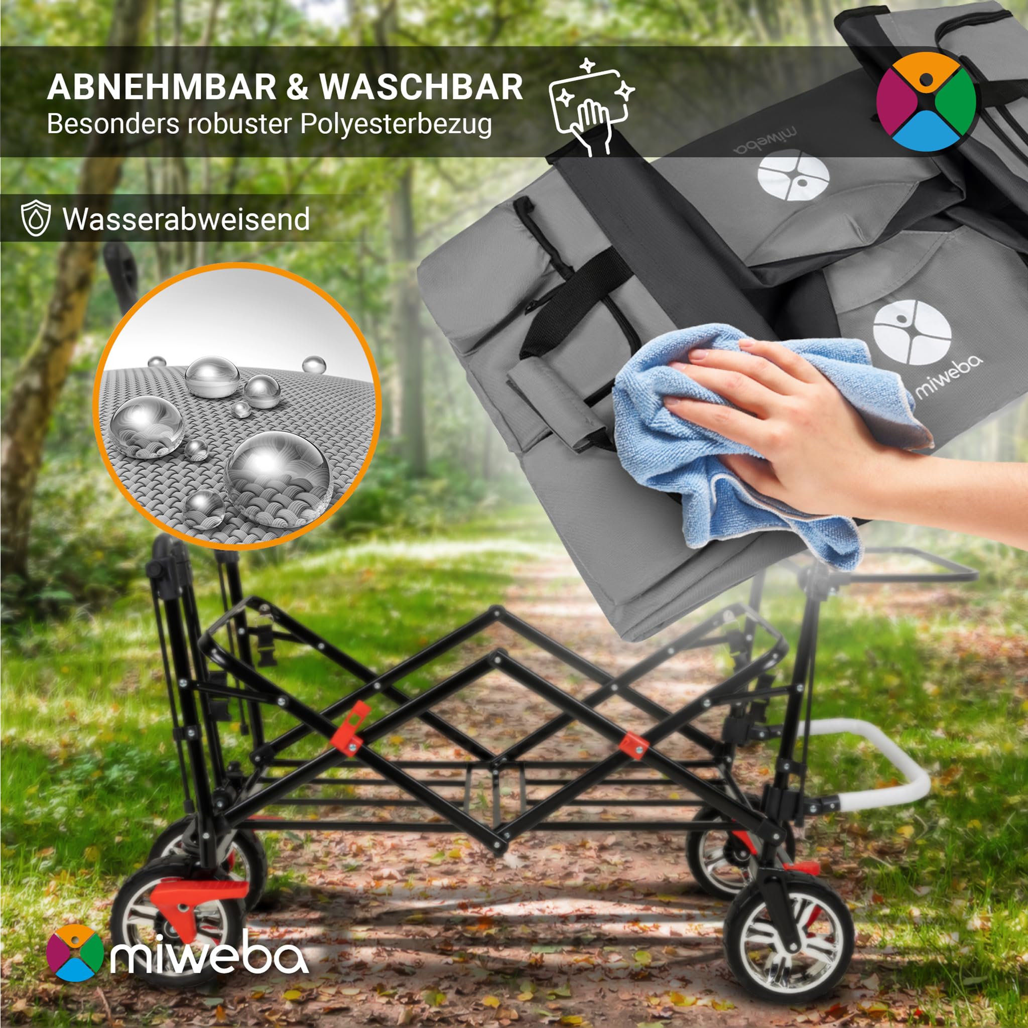 miweba-mb-20-bollerwagen-faltbar-grau-mit-sonnendach image 7