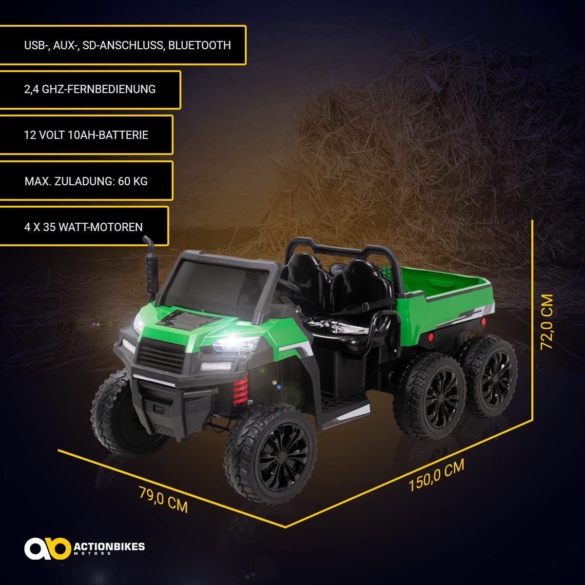 actionbikes-utv-a730-kinderauto-elektro-2-sitzer-gr-n image 5