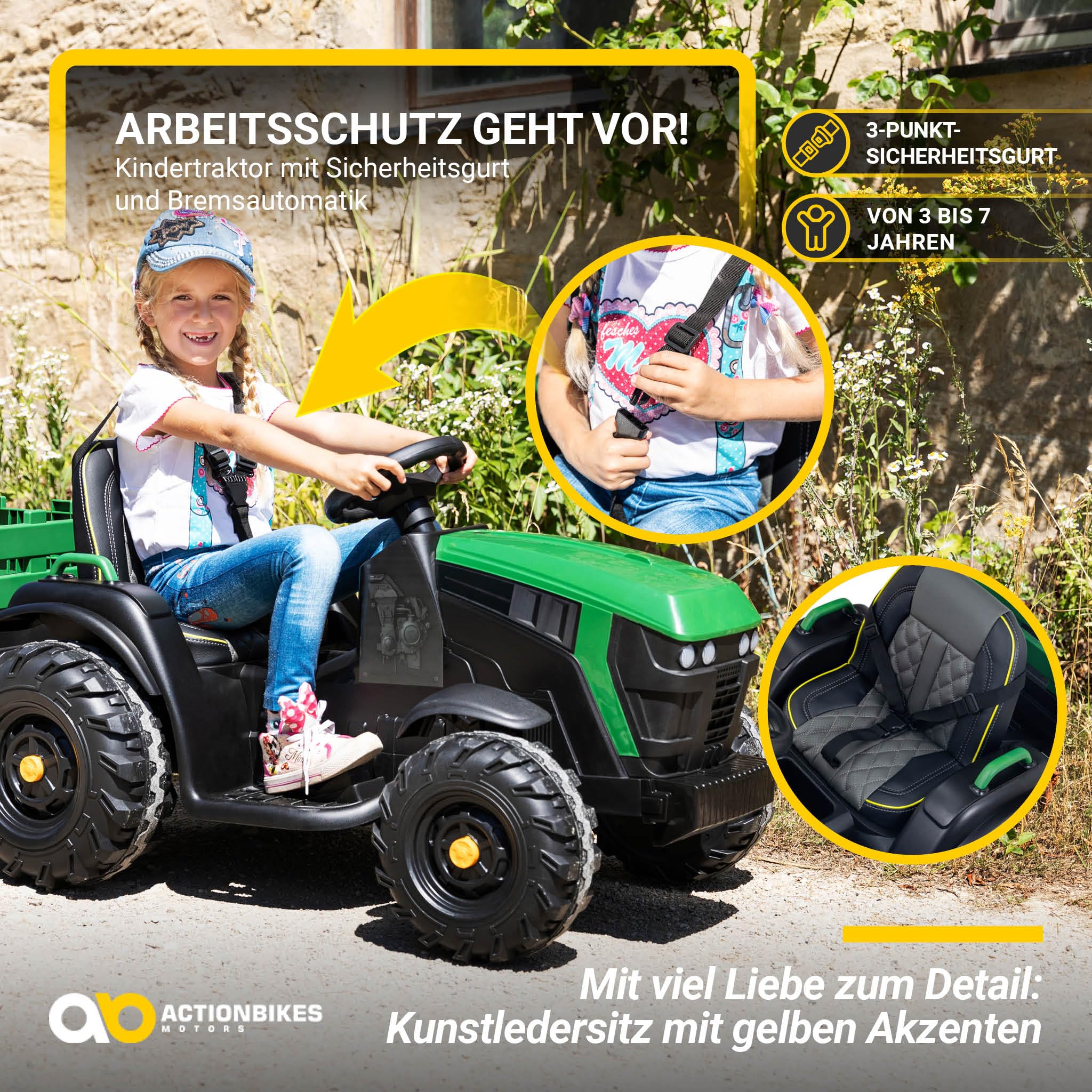 actionbikes-td925-kinder-traktor-elektro-gr-n-anh-nger image 3