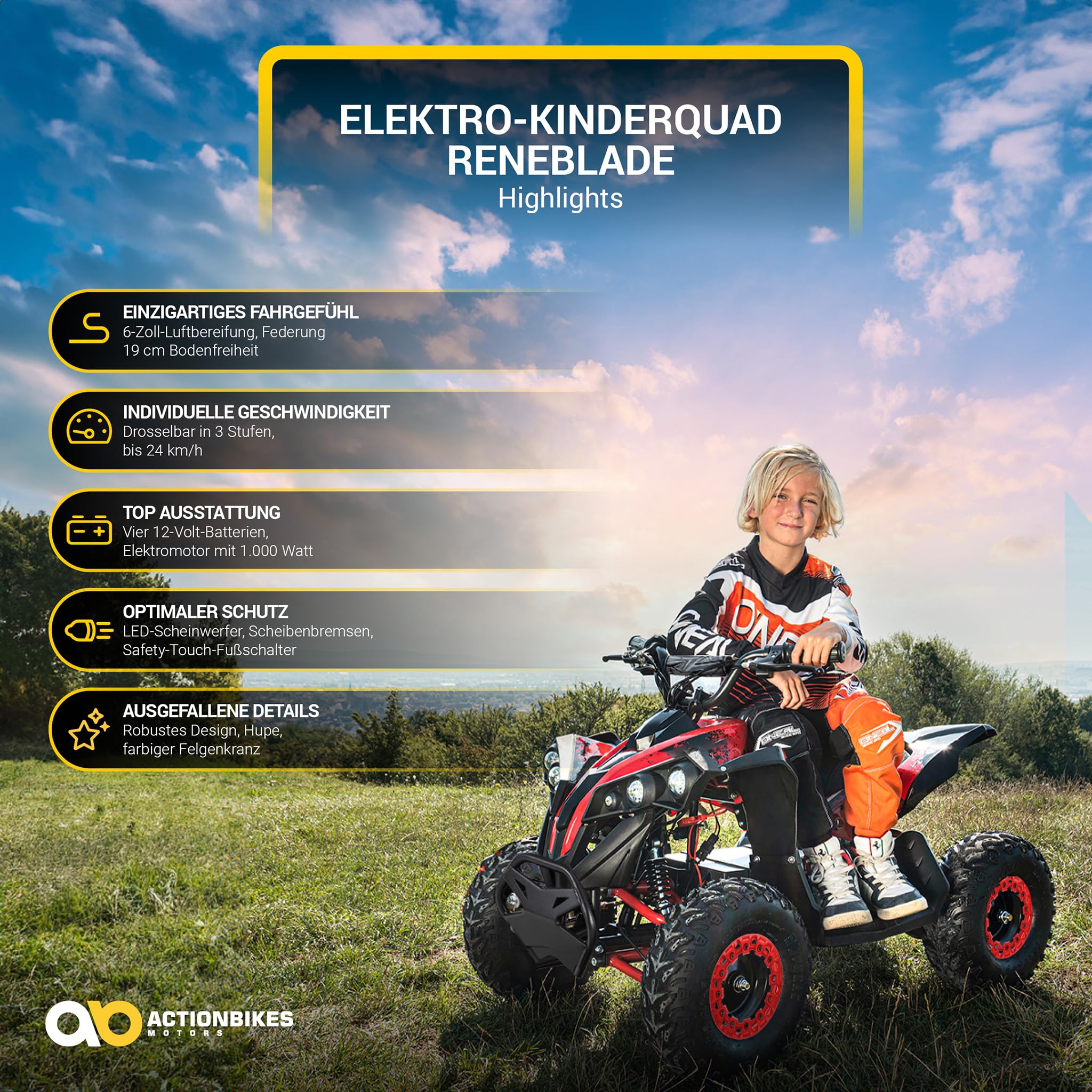 actionbikes-reneblade-kinderquad-elektro-1000w-schwarz-rot image 2