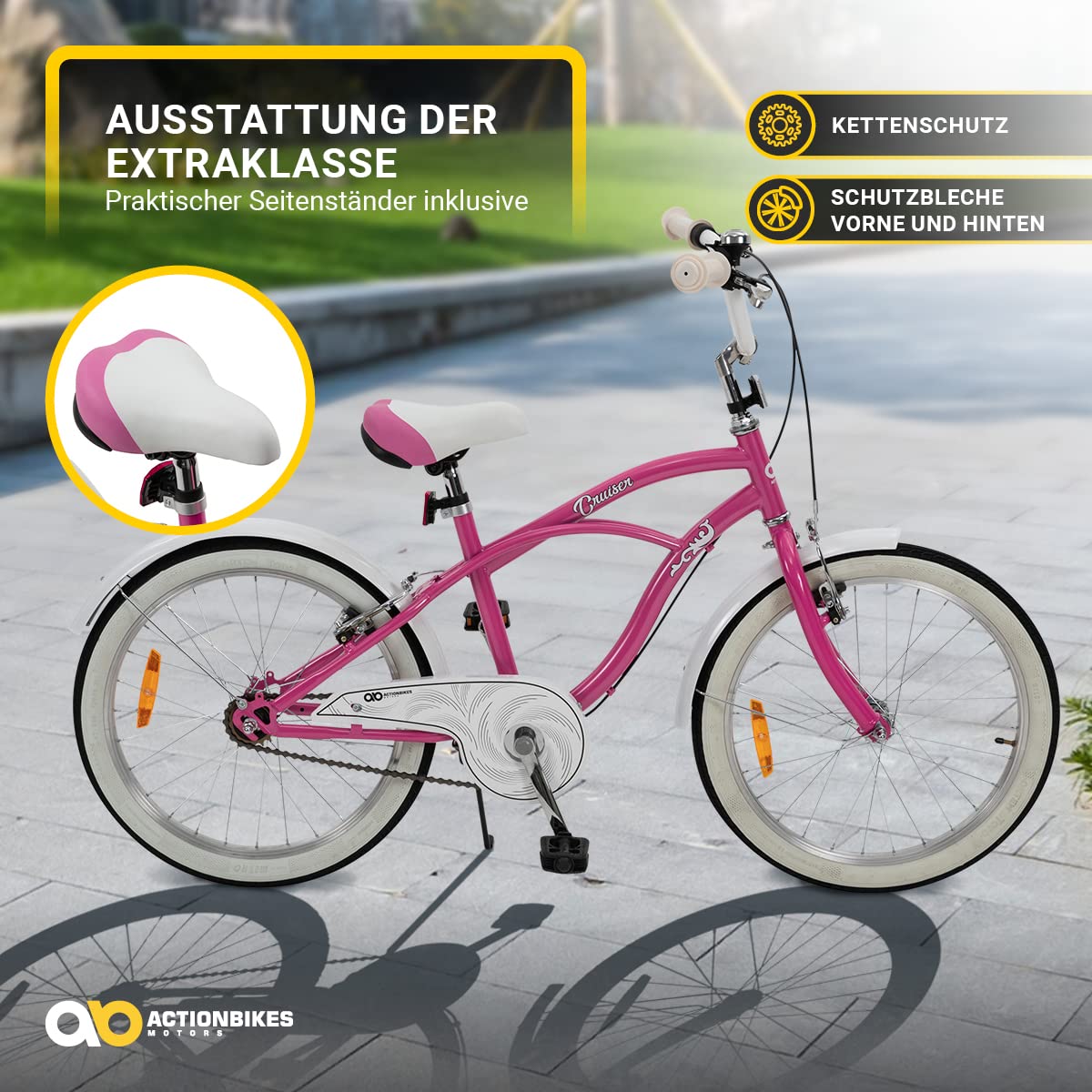 actionbikes-cruiser-kinderfahrrad-20-zoll-rosa-6-9-jahre image 6