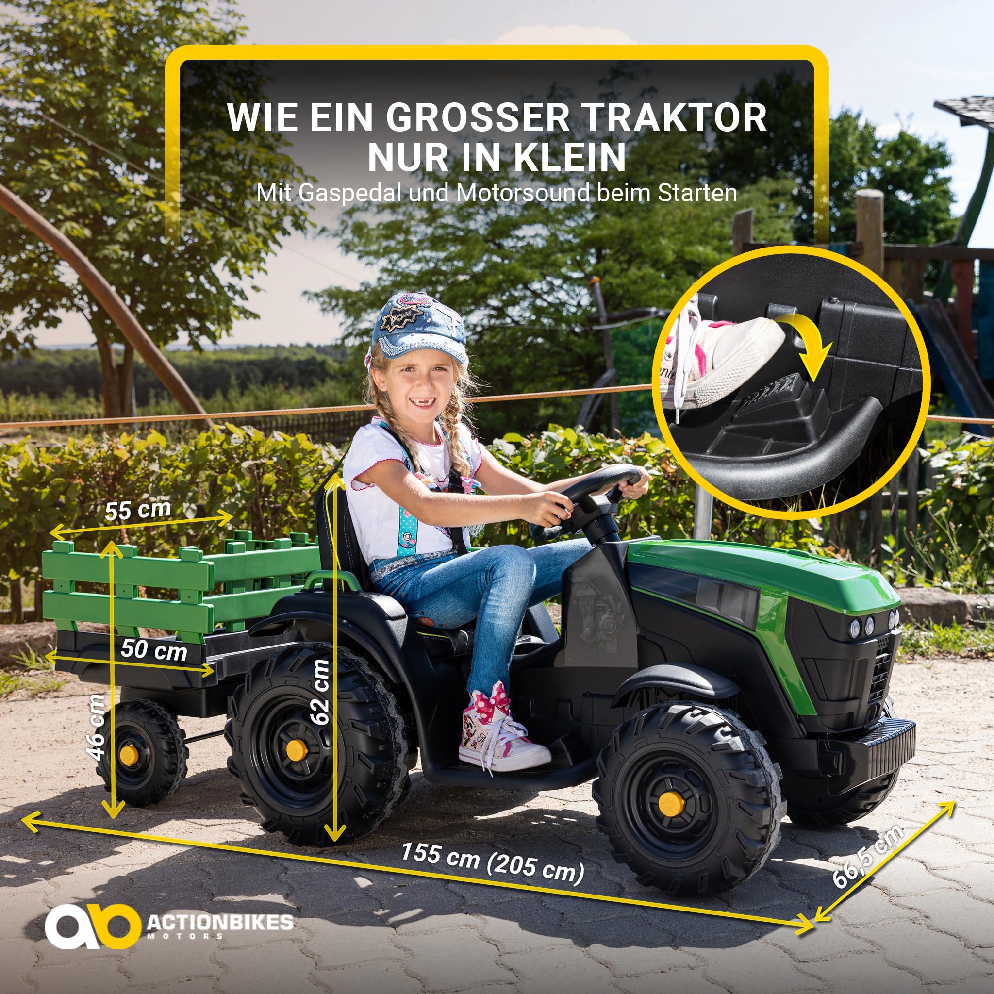 actionbikes-td925-kinder-traktor-elektro-gr-n-anh-nger image 7