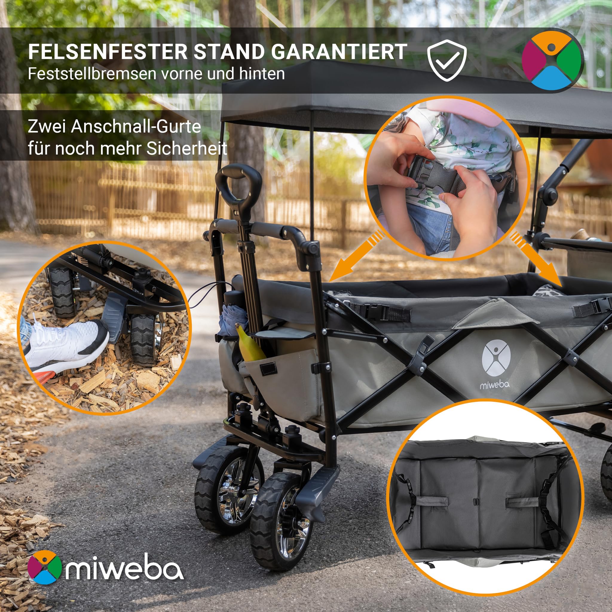 miweba-mb-20-bollerwagen-faltbar-grau-mit-sonnendach image 4