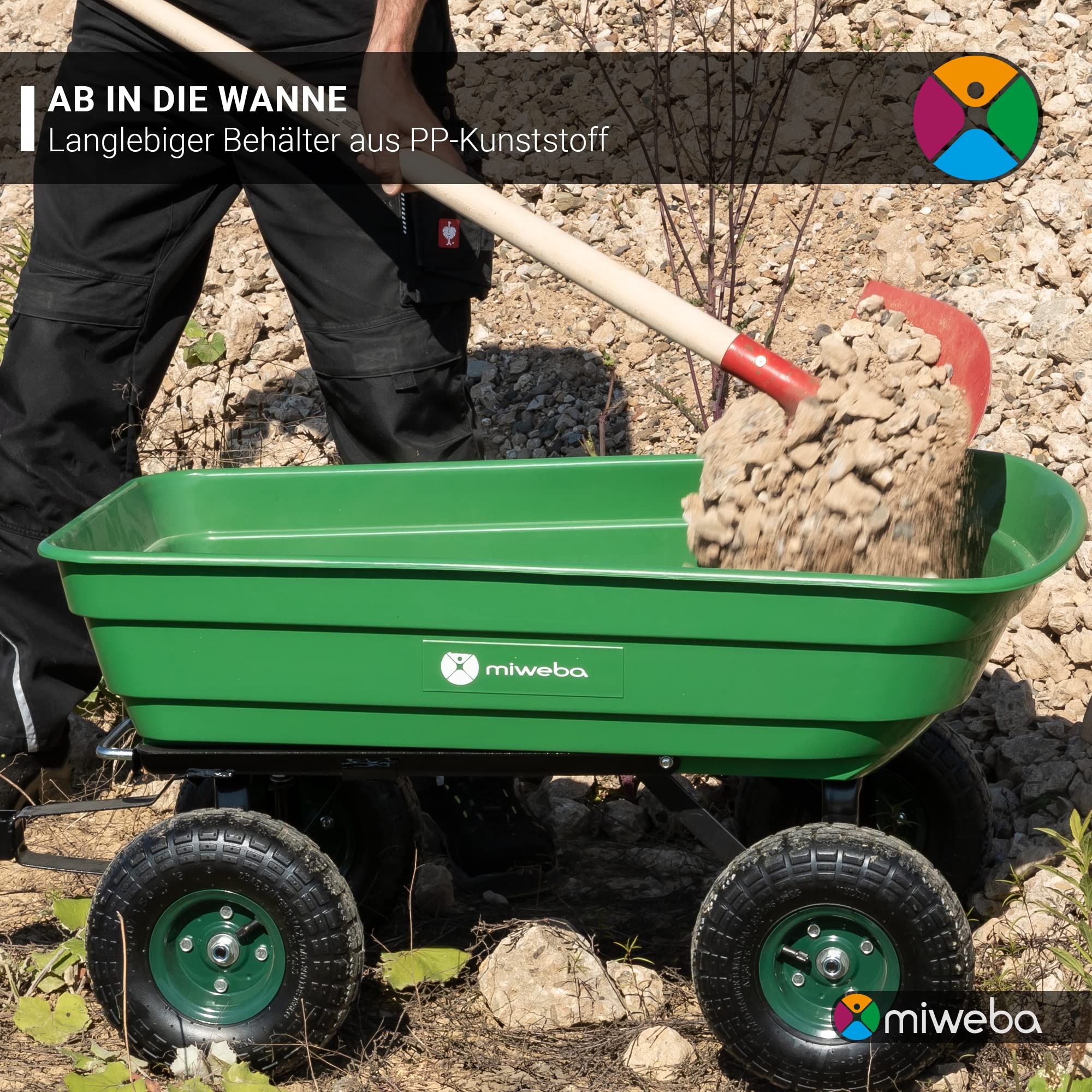 miweba-dumper-bollerwagen-gr-n-300-kg-mit-kippfunktion image 3