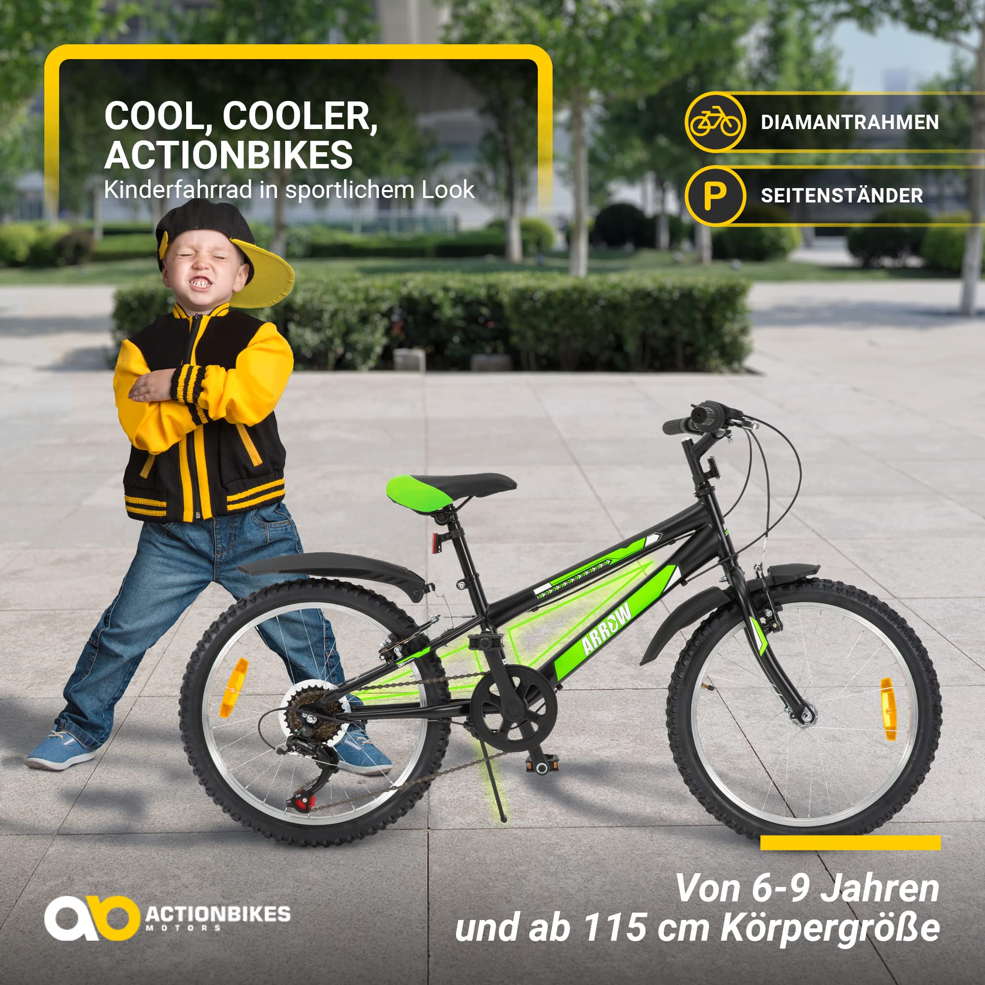 actionbikes-arrow-kinderfahrrad-20-zoll-schwarz-gr-n-6-gang image 4