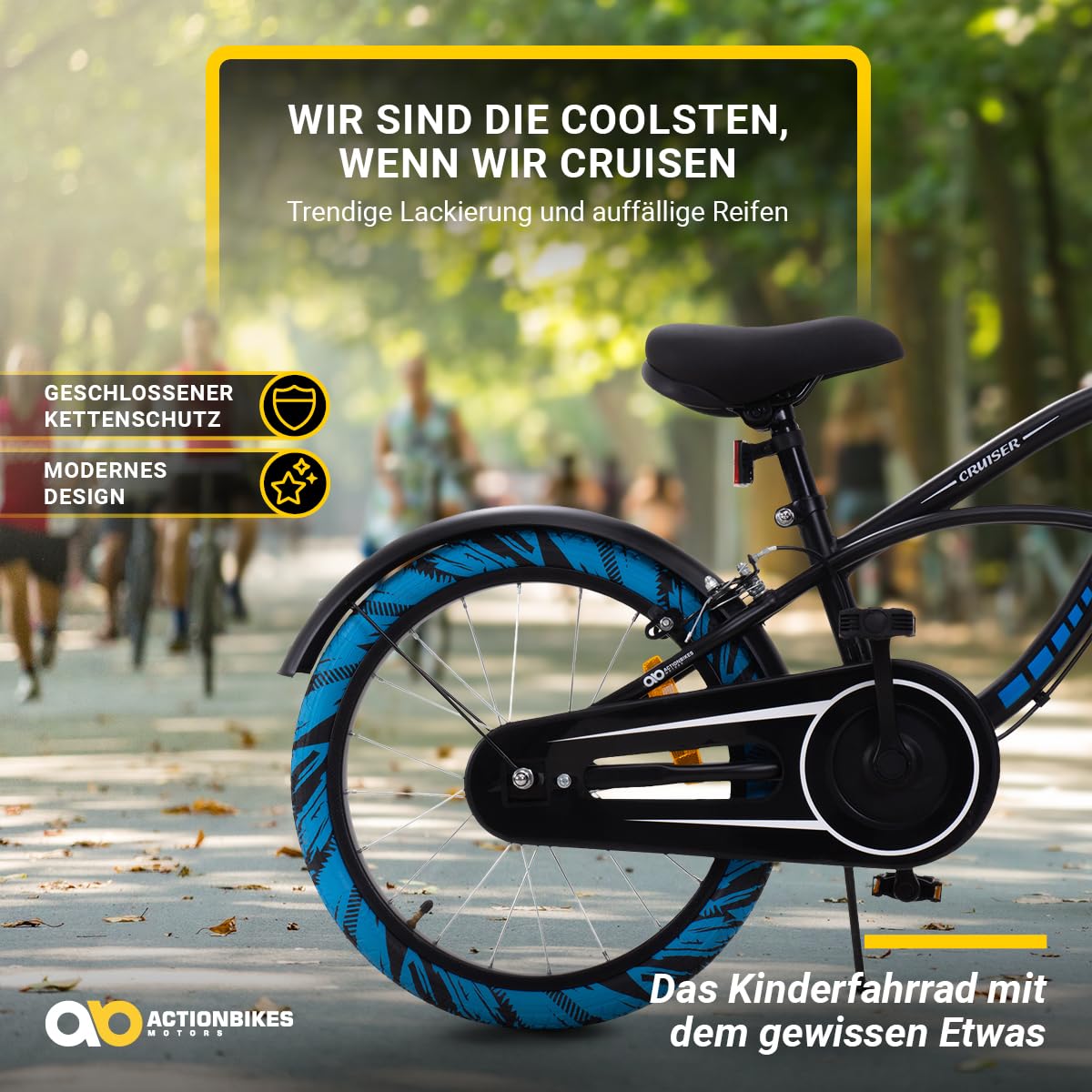 actionbikes-cruiser-kinderfahrrad-18-zoll-schwarz-blau image 3