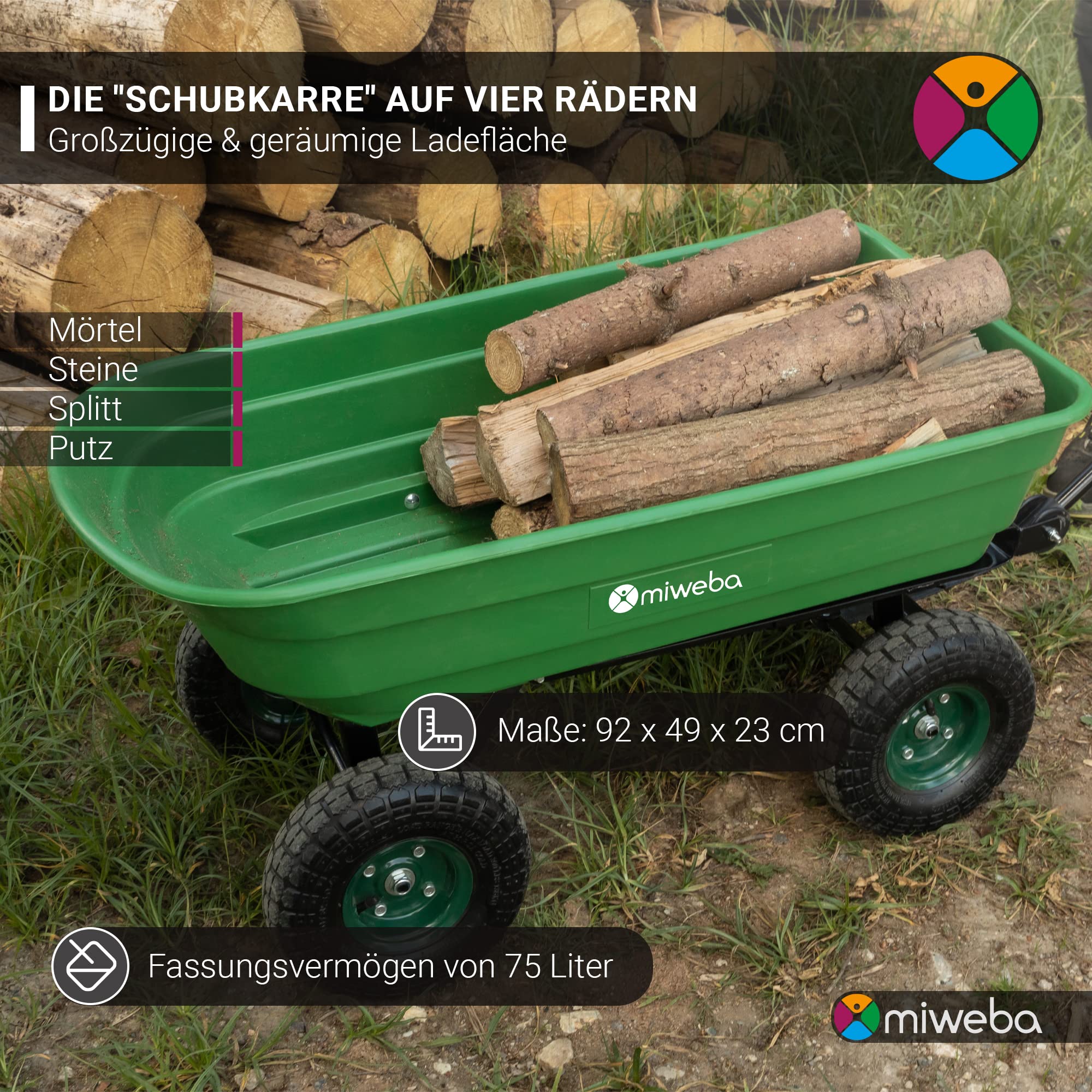 miweba-dumper-bollerwagen-gr-n-300-kg-mit-kippfunktion image 7