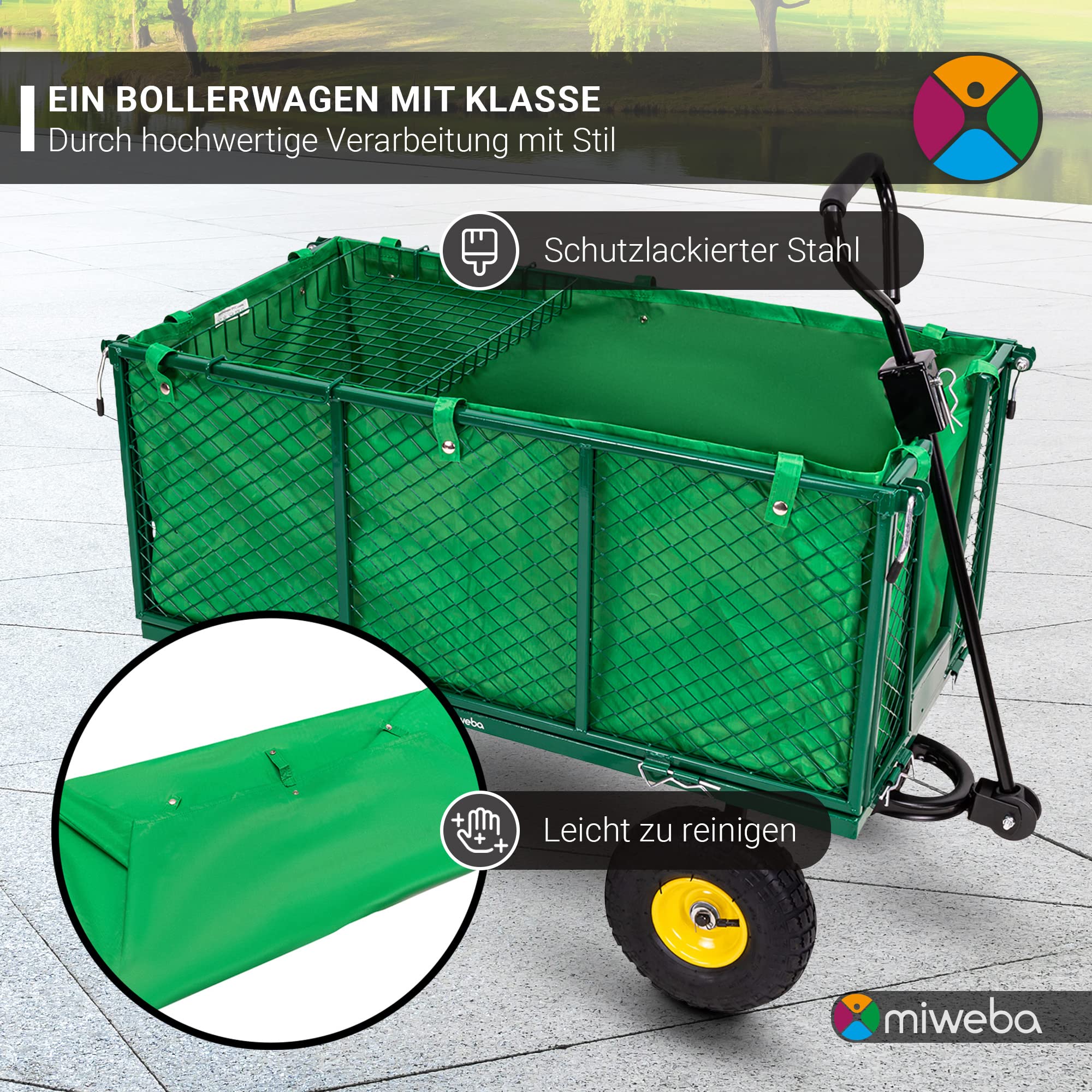 miweba-mb-550-bollerwagen-gr-n-190-l-mit-luftreifen image 2