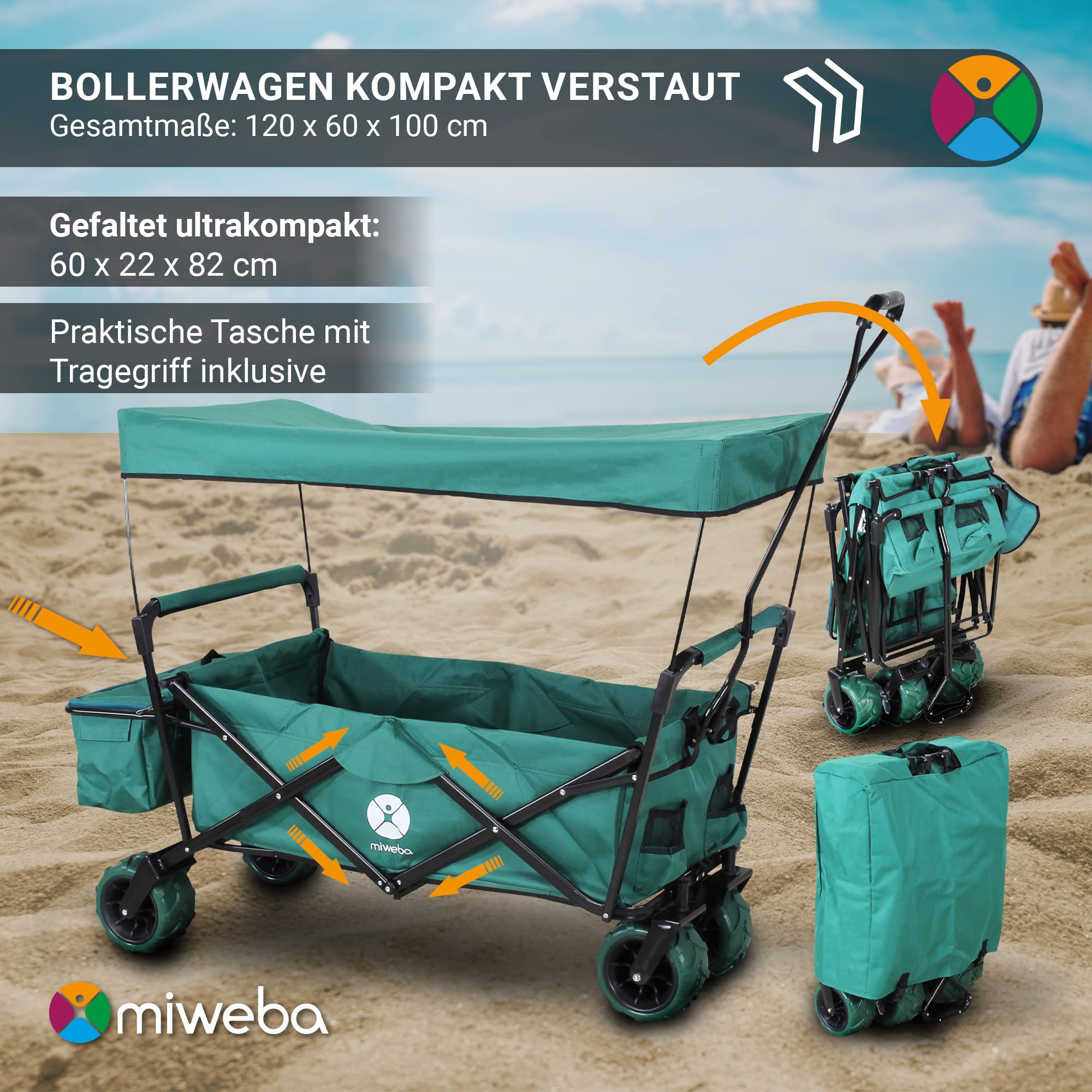 miweba-mb-10-bollerwagen-faltbar-grau-mit-dach-100-kg image 3