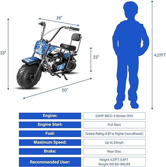 oryxearth-99cc-gas-mini-dirt-bike-24-mph-blau-lucky-7-max image 6