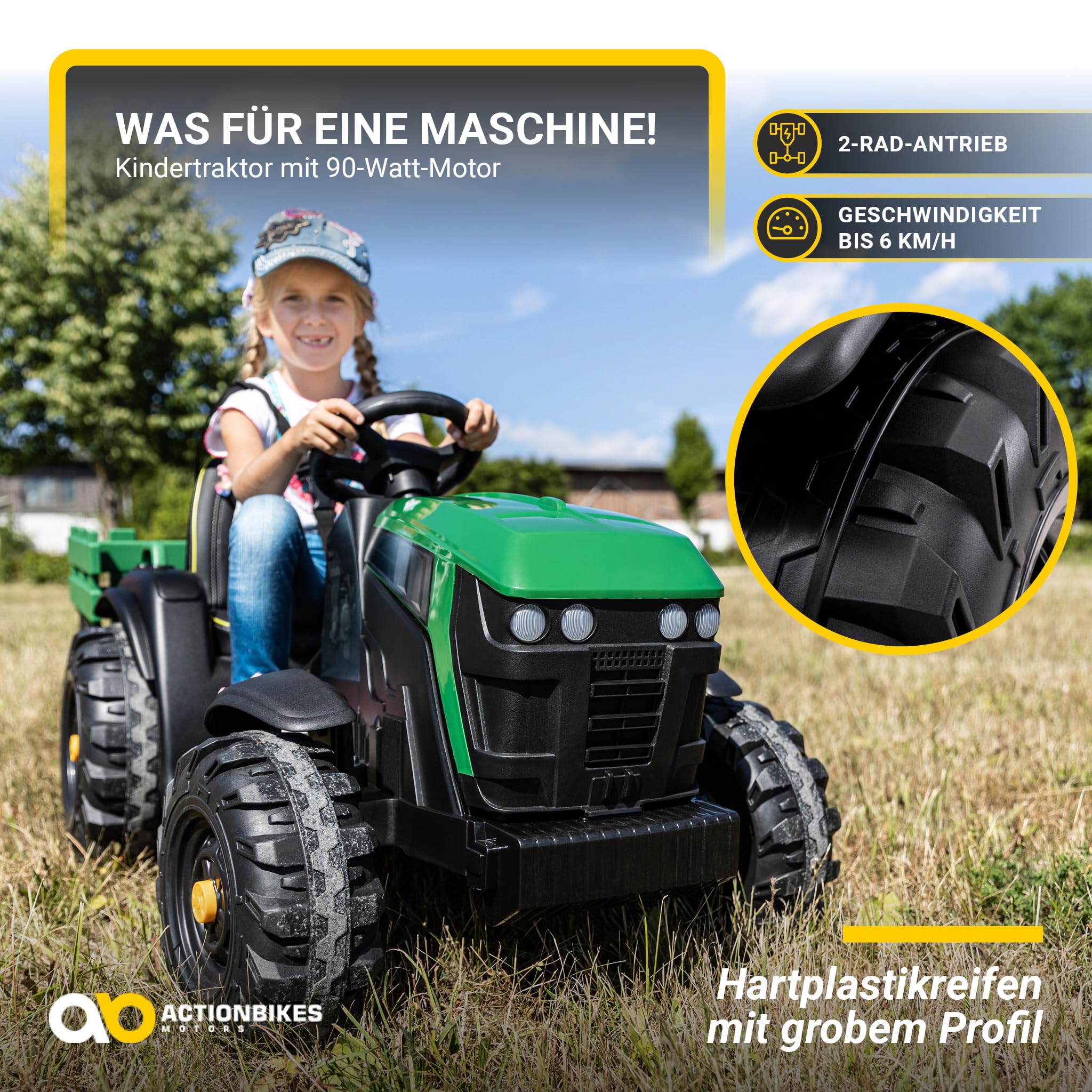 actionbikes-td925-kinder-traktor-elektro-gr-n-anh-nger image 4