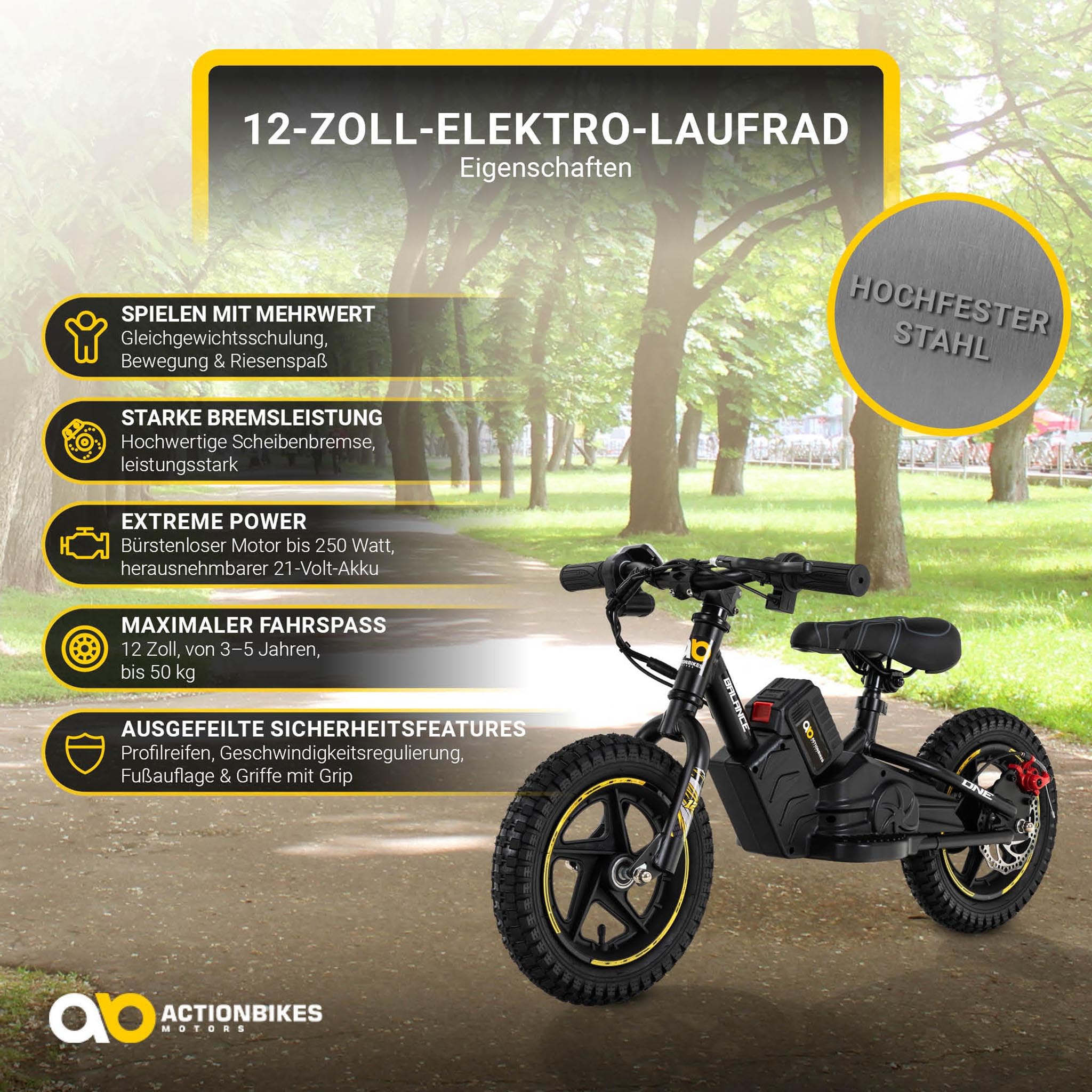 actionbikes-motors-balance-bike-laufrad-12-zoll-250w-14-km-h image 2